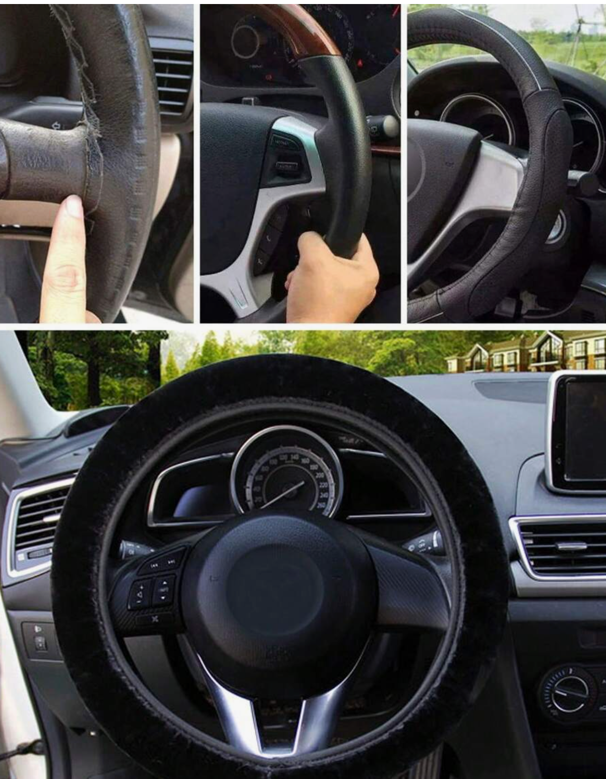 Plush Fur Car Steering Wheel Cover – Warm & Comfortable Grip